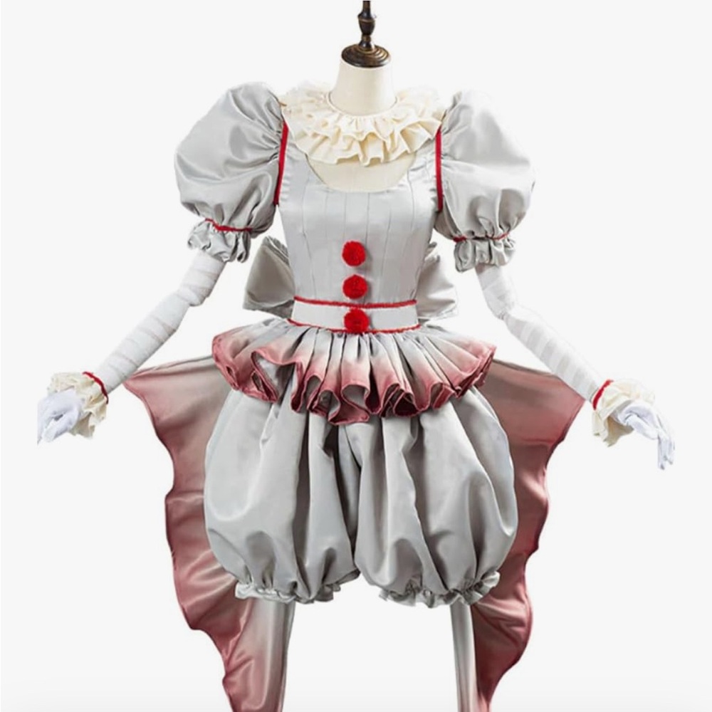 Charming pennywise Costume for teenagers - Gray and Red. 12 years old.